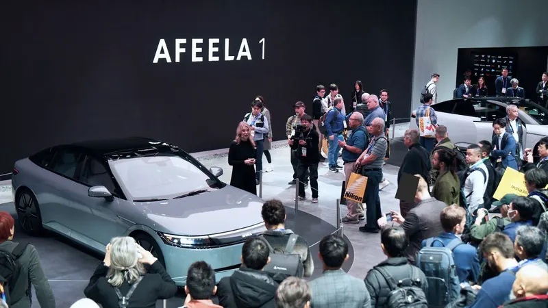 Crowds around the AFEELA 1 at CES 2025