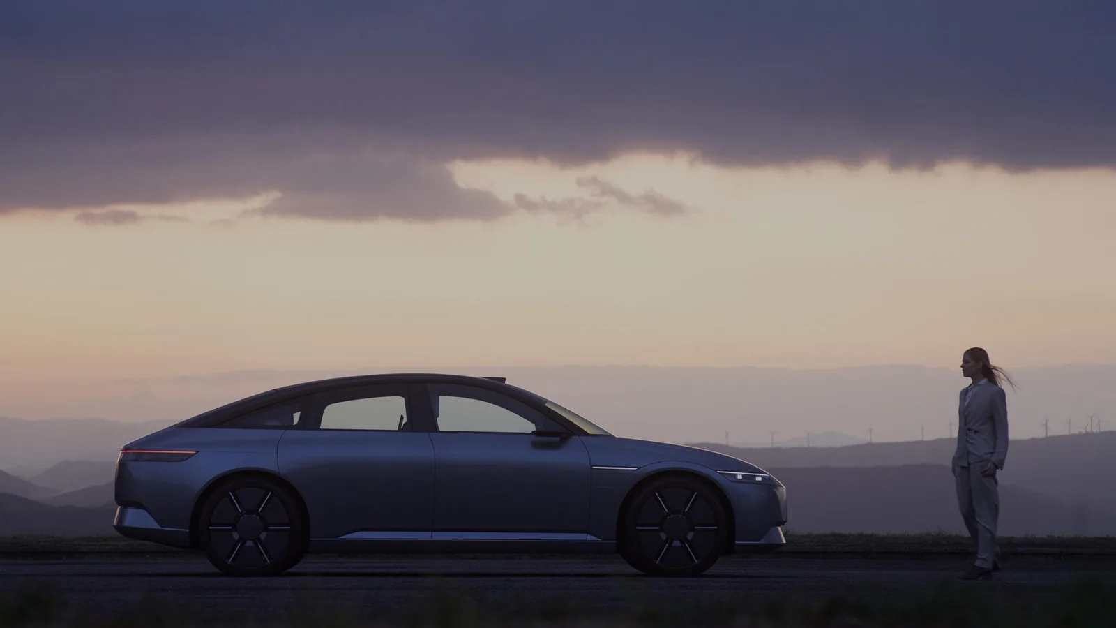 The AFEELA 1 at dusk. Photo: Sony Honda Mobility