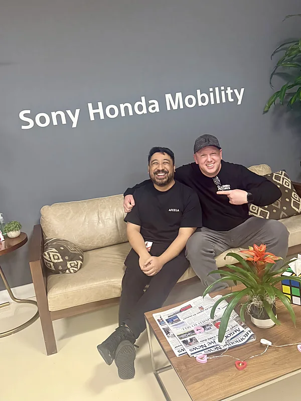 With a colleague at the Culver City office